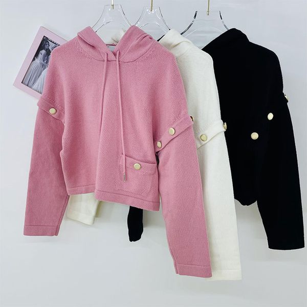 1016 2022 runway autumn women sweater brand same style sweater long sleeve hooded pink black white womens lixuna, White;black
1016 2022 runway autumn women sweater brand same style sweater long sleeve hooded pink black white womens lixuna, White;black