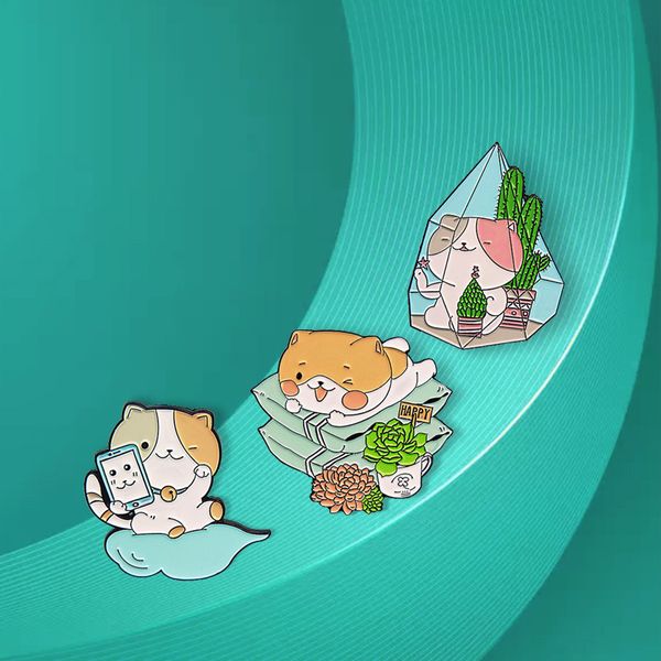 cartoon design animal plant brooches 3pcs set cute cat mobile phone video cactus picking stars for afternoon nap enamel badges alloy pin jew, Gray
cartoon design animal plant brooches 3pcs set cute cat mobile phone video cactus picking stars for afternoon nap enamel badges alloy pin jew, Gray