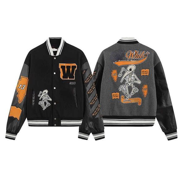 designer baseball jacket autumn winter white wool leather jackets embroidered pilot coat men's top, Black;brown
designer baseball jacket autumn winter white wool leather jackets embroidered pilot coat men's top, Black;brown