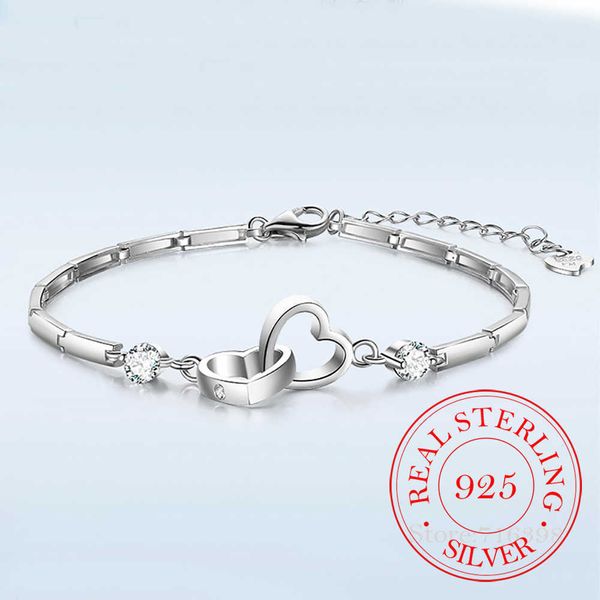 beaded strands new charms 925 sterling silver bracelets bangles for women valentine's days gift cubic zircon double heart bracelet jewe, Black
beaded strands new charms 925 sterling silver bracelets bangles for women valentine's days gift cubic zircon double heart bracelet jewe, Black