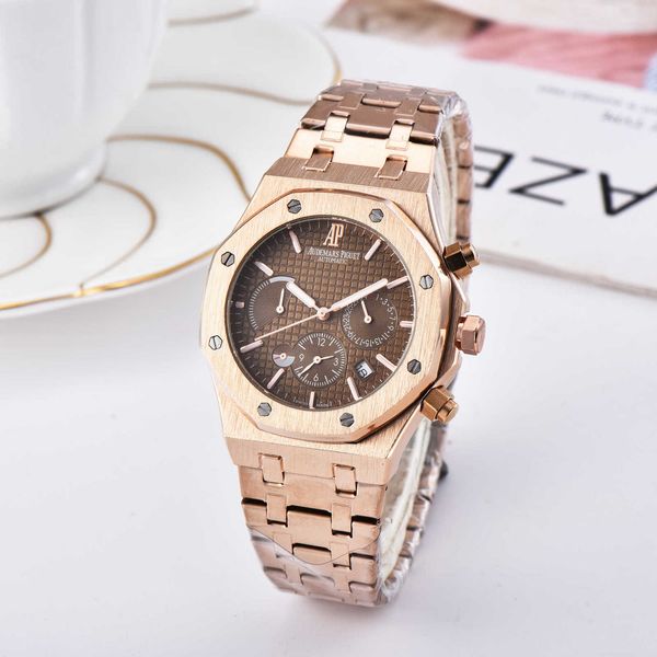 fashion silver gold men's ap watches stainless steel material butterfly buckle quartz watch dial diameter 43mm hj1, Blue;white
fashion silver gold men's ap watches stainless steel material butterfly buckle quartz watch dial diameter 43mm hj1, Blue;white