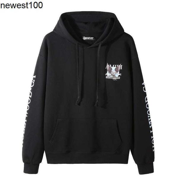 men's hoodies designer sweatshirts brand amirs pocket personalized flying eagle pattern casual hooded printed sweater, Black
men's hoodies designer sweatshirts brand amirs pocket personalized flying eagle pattern casual hooded printed sweater, Black