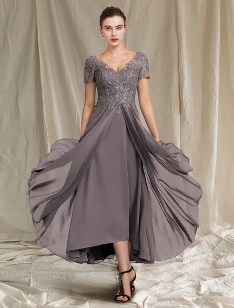 gray a-line mother of the bride dress plus size vintage v neck ankle length chiffon lace short sleeve with pleats appliques 2022 robe de soi, Black;red
gray a-line mother of the bride dress plus size vintage v neck ankle length chiffon lace short sleeve with pleats appliques 2022 robe de soi, Black;red