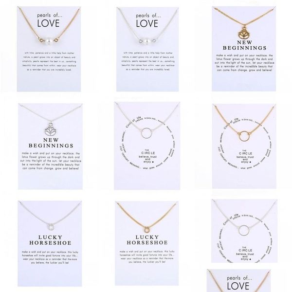 

pendant necklaces necklaces with gift card circle pearls horseshoe compass lotus flower pendants gold sier chain for women fashion j dhwvt, Silver