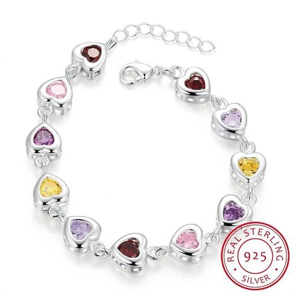 beaded strands sweet fashion bracelet jewelry new women 925 sterling silver heart colorful zirconia bracelet engagement party christmas gift, Black
beaded strands sweet fashion bracelet jewelry new women 925 sterling silver heart colorful zirconia bracelet engagement party christmas gift, Black