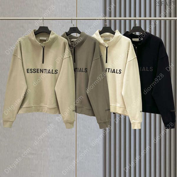 half zip men essentials sweatshirt pullover brand silica gel print hoodie loose hip hop streetwear, Black
half zip men essentials sweatshirt pullover brand silica gel print hoodie loose hip hop streetwear, Black