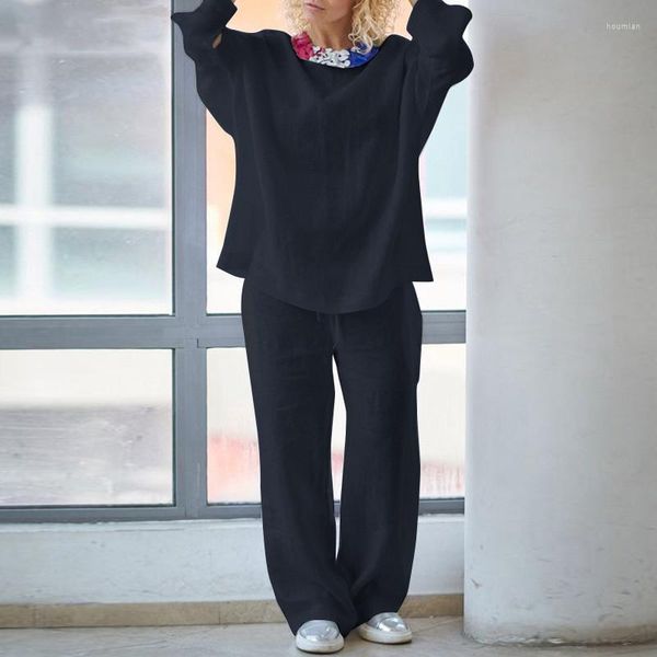 women's two piece pants autumn women fashion long sleeve o neck wide leg suit ladies loose simple cotton suits casual solid color 2 se, White
women's two piece pants autumn women fashion long sleeve o neck wide leg suit ladies loose simple cotton suits casual solid color 2 se, White