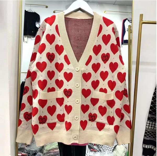 women's sweaters luxury wool cardigan heart cartoon for v-neck long-sleeved puff dress knit loose casual coat, White;black
women's sweaters luxury wool cardigan heart cartoon for v-neck long-sleeved puff dress knit loose casual coat, White;black