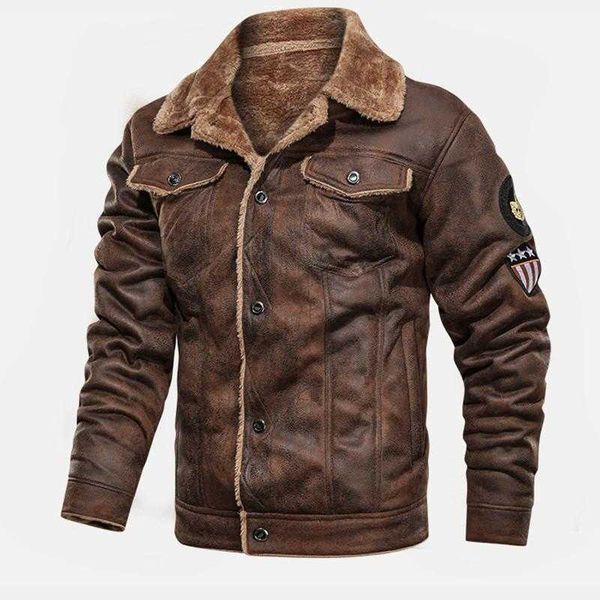 men's leather faux jackets winter fur jacket coat male retro suede streetwear thicken bomber men brand biker ayh01, Black
men's leather faux jackets winter fur jacket coat male retro suede streetwear thicken bomber men brand biker ayh01, Black