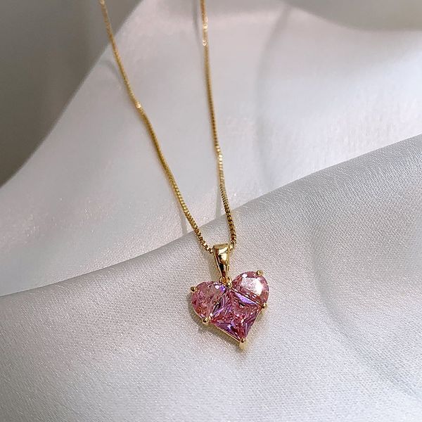 pink lover heart pendant necklaces gold plated crystal clavicle chain for women gift, Silver
pink lover heart pendant necklaces gold plated crystal clavicle chain for women gift, Silver