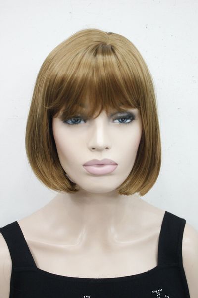 fashion strawberry blonde side skin short straight bob synthetic women's wig, Black
fashion strawberry blonde side skin short straight bob synthetic women's wig, Black