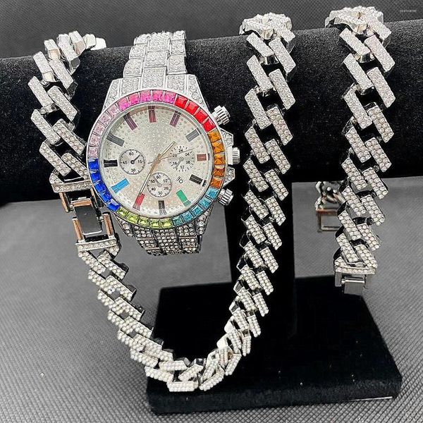 chains 3pcs hip hop mens women jewelry set iced out watch necklaces bracelet bling diamond miama cuban choker gifts, Silver
chains 3pcs hip hop mens women jewelry set iced out watch necklaces bracelet bling diamond miama cuban choker gifts, Silver