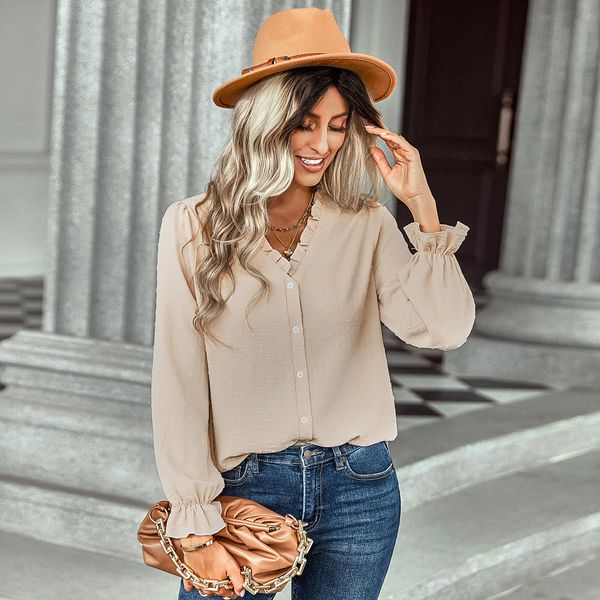 2022 new women's fall wear v-neck t-shirt fashion casual and versatile polka dot shirt top, White
2022 new women's fall wear v-neck t-shirt fashion casual and versatile polka dot shirt top, White