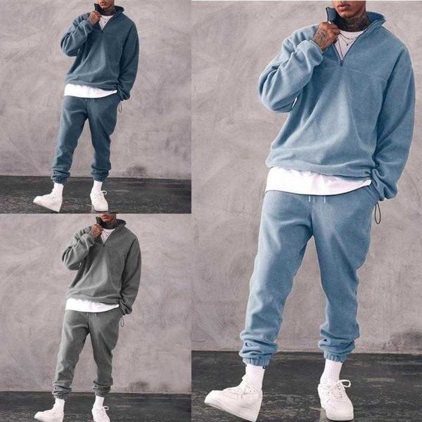 men's tracksuits 2 pieces warm solid color men tracksuit set for autumn winter fashion sports suit stand collar thicken sweatshirt pant, Gray
men's tracksuits 2 pieces warm solid color men tracksuit set for autumn winter fashion sports suit stand collar thicken sweatshirt pant, Gray