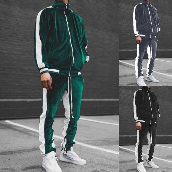 men's tracksuits velvet winter lapel color sports suit gold fashion casual men suits sets red dress for leather men, Gray
men's tracksuits velvet winter lapel color sports suit gold fashion casual men suits sets red dress for leather men, Gray