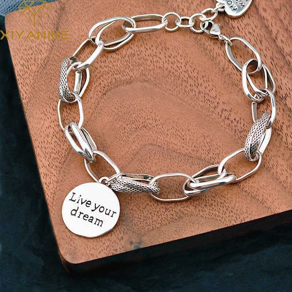 beaded strands real 925 sterling silver korean love pendant bracelet retro thai silver thick chain round letter bracelet female party jewelr, Black
beaded strands real 925 sterling silver korean love pendant bracelet retro thai silver thick chain round letter bracelet female party jewelr, Black