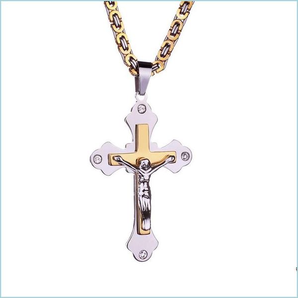 pendant necklaces stainless steel gold color crystal jesus cross pendant necklaces 6mm heavy link byzantine chain men necklace mn69 dhvvb, Silver
pendant necklaces stainless steel gold color crystal jesus cross pendant necklaces 6mm heavy link byzantine chain men necklace mn69 dhvvb, Silver