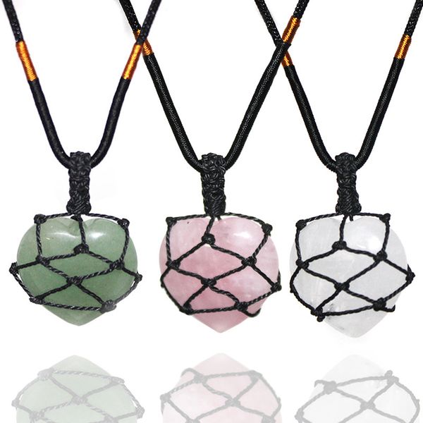 heart shape natural stone net bag pendant necklaces quartz crystal healing stone hand-woven pocket pendants necklace, Silver
heart shape natural stone net bag pendant necklaces quartz crystal healing stone hand-woven pocket pendants necklace, Silver