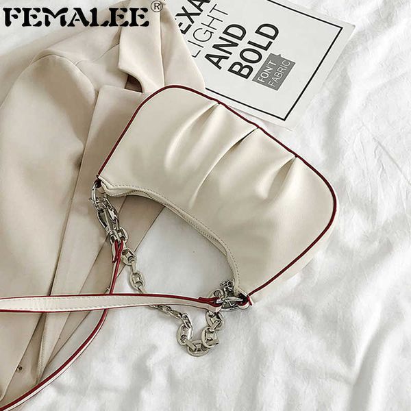 single package new fashion pleated baguette underarm women designer chains shoulder bags simple solid color armpit bag small clutch purses q
single package new fashion pleated baguette underarm women designer chains shoulder bags simple solid color armpit bag small clutch purses q