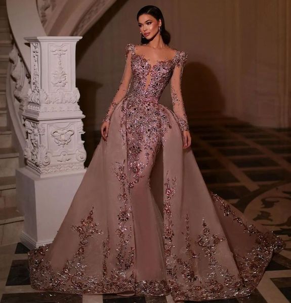 luxury appliqued mermaid prom dresses with detachable train beading long sleeve evening gown sequined formal dresses, Black
luxury appliqued mermaid prom dresses with detachable train beading long sleeve evening gown sequined formal dresses, Black