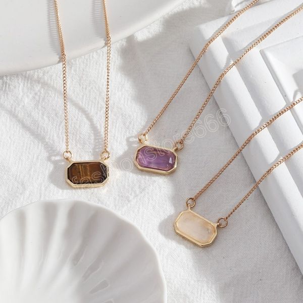 sweet candy color ins style natural stone pendant 18k gold plated necklace for women gift, Silver
sweet candy color ins style natural stone pendant 18k gold plated necklace for women gift, Silver