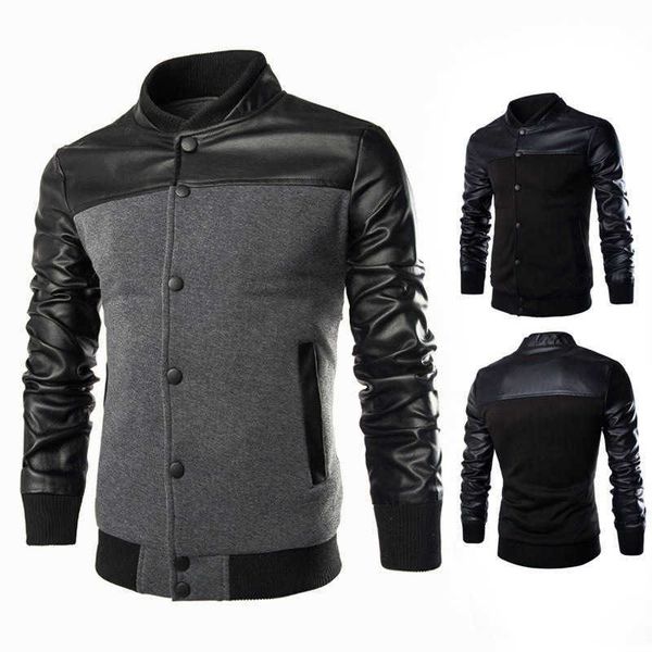 men's leather faux winter mens jackets fashion washed jacket stand collar slim fit button cardigan coat various color styles, Black
men's leather faux winter mens jackets fashion washed jacket stand collar slim fit button cardigan coat various color styles, Black