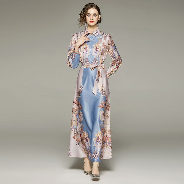 2022 designer long floral print casual dresses women elegant button shirt collar maxi party dresses full sleeve runway ladies sash a-line of, Black;gray
2022 designer long floral print casual dresses women elegant button shirt collar maxi party dresses full sleeve runway ladies sash a-line of, Black;gray