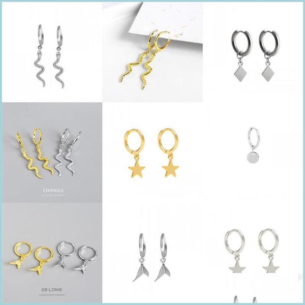 hoop huggie elfoplatasi 925 sterling sier hanging earrings for women heart round lock star triangle charm wedding party hoop earring dhftz, Golden;silver
hoop huggie elfoplatasi 925 sterling sier hanging earrings for women heart round lock star triangle charm wedding party hoop earring dhftz, Golden;silver