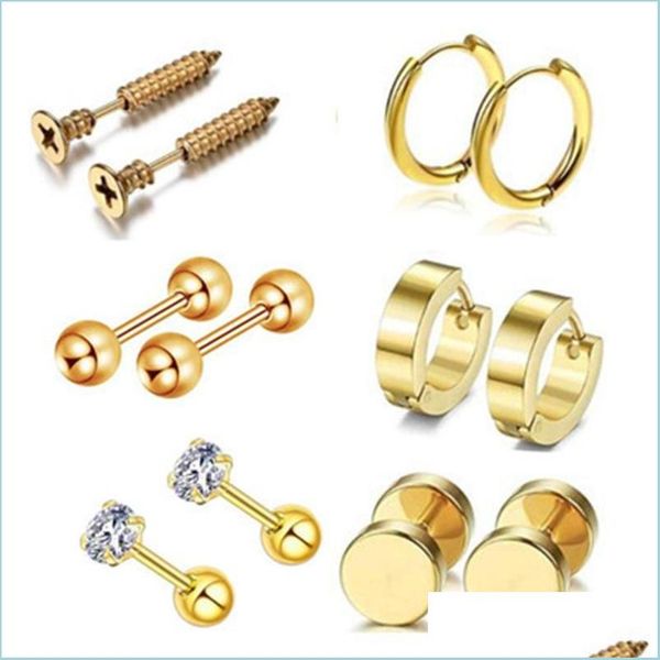 stud 12pcs/set stainless steel ear studs screw barbell piercing earrings ring for women men jewelry decoration 1973 q2 drop de dhd3o, Golden;silver
stud 12pcs/set stainless steel ear studs screw barbell piercing earrings ring for women men jewelry decoration 1973 q2 drop de dhd3o, Golden;silver