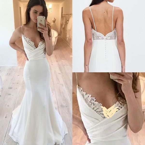 2023 mermaid wedding dresses bridal gown spaghetti straps lace satin ruffles beach sweep train custom made vestidos de novia plus size, White
2023 mermaid wedding dresses bridal gown spaghetti straps lace satin ruffles beach sweep train custom made vestidos de novia plus size, White