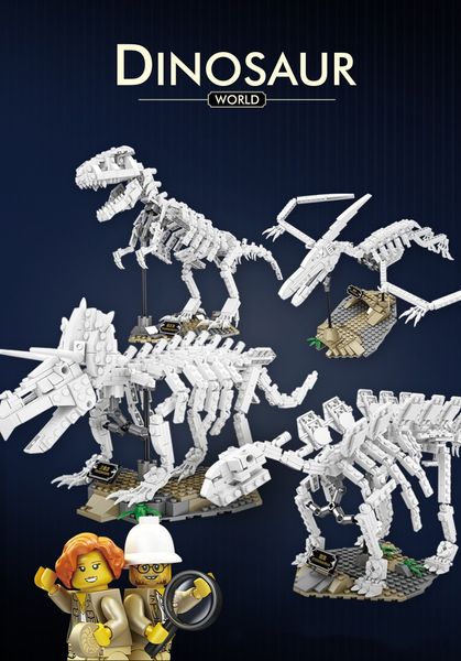

model engine kits lepin toys brand kaizhi building block jurassic dinosaur luminous fossil skeleton dinosaur assembly diy gift halloween kid