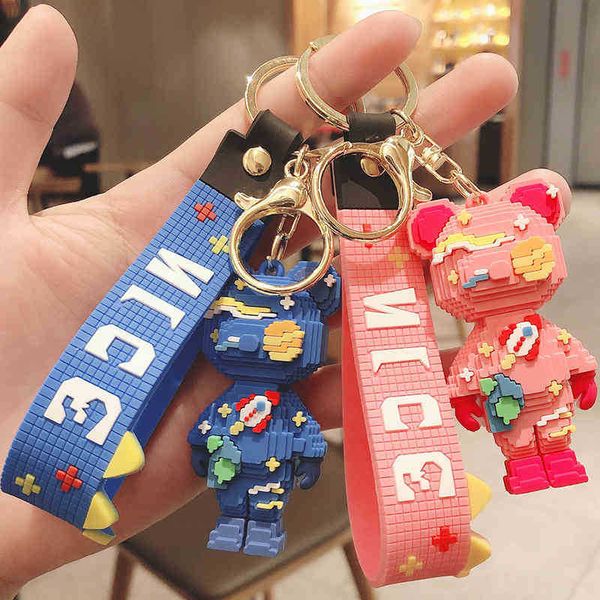 keychains creative cartoon building block space bear couple key small gift personalized car pendant bag pendant, Silver
keychains creative cartoon building block space bear couple key small gift personalized car pendant bag pendant, Silver