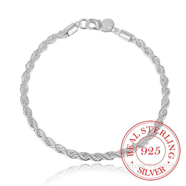beaded strands real original 925 sterling silver bracelets on hand simple 4mm twist rope chain bracelets bangles for men women jewelry gift, Black
beaded strands real original 925 sterling silver bracelets on hand simple 4mm twist rope chain bracelets bangles for men women jewelry gift, Black