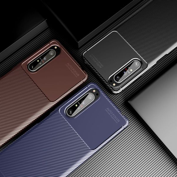 Image of Carbon Fiber Cases For Sony Xperia 1 IV Case Soft Protector Silicon Xperia 5 III 10 IV Cover