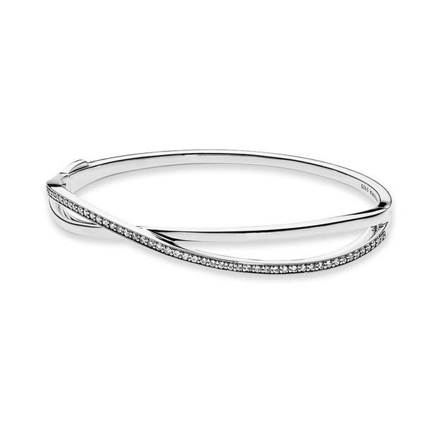 925 sterling silver entwined bangle bracelet with original box for pandora cz diamond women girls wedding designer bracelets set, Black
925 sterling silver entwined bangle bracelet with original box for pandora cz diamond women girls wedding designer bracelets set, Black