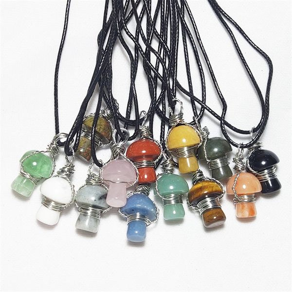 mix wire wrap carving mushroom pendant reiki healing crystal tiger eye rose quartz opal aventurines necklace for women jewelry, Silver
mix wire wrap carving mushroom pendant reiki healing crystal tiger eye rose quartz opal aventurines necklace for women jewelry, Silver