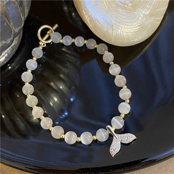 beaded strands elegant fish tail shape white cat's eye stone crystal beaded bracelets for women female girls fashion jewelry accessorie, Black
beaded strands elegant fish tail shape white cat's eye stone crystal beaded bracelets for women female girls fashion jewelry accessorie, Black