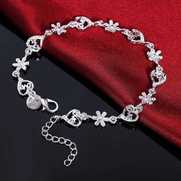 beaded strands fine 925 sterling silver bracelet fashion crystal romantic heart flower chain for woman wedding accessories designer jewelry, Black
beaded strands fine 925 sterling silver bracelet fashion crystal romantic heart flower chain for woman wedding accessories designer jewelry, Black