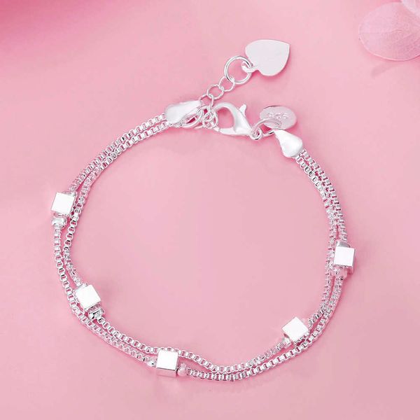 beaded strands 925 sterling silver cute lucky square box chain bracelets for women fashion party wedding engagement jewelry christmas gifts, Black
beaded strands 925 sterling silver cute lucky square box chain bracelets for women fashion party wedding engagement jewelry christmas gifts, Black