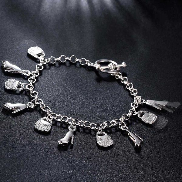 beaded strands fashion charms 925 sterling silver shoes and bags shopping bracelet for woman wedding party holiday gifts noble jewelry l2210, Black
beaded strands fashion charms 925 sterling silver shoes and bags shopping bracelet for woman wedding party holiday gifts noble jewelry l2210, Black