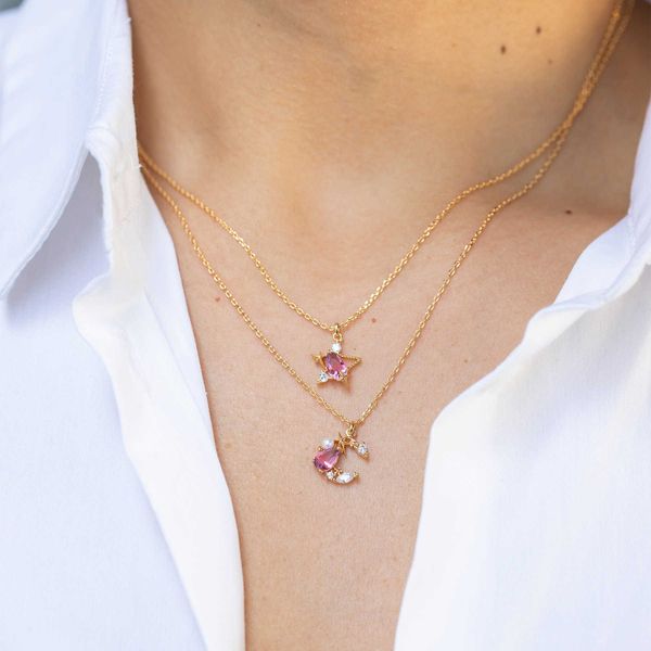 pendant necklaces new ins vintage pink star moon necklace gold-plated star moon zircon pendant necklaces for women girls fashion jewelry gif, Silver
pendant necklaces new ins vintage pink star moon necklace gold-plated star moon zircon pendant necklaces for women girls fashion jewelry gif, Silver