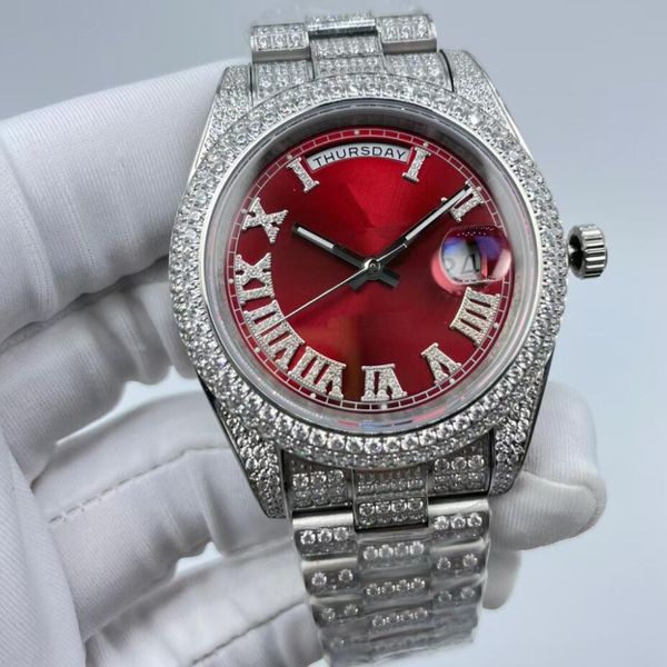 full diamond luxury mens watches mechanical automatic watch new design double calendar roman dial 904l steel sapphire designer men's re, Slivery;brown
full diamond luxury mens watches mechanical automatic watch new design double calendar roman dial 904l steel sapphire designer men's re, Slivery;brown