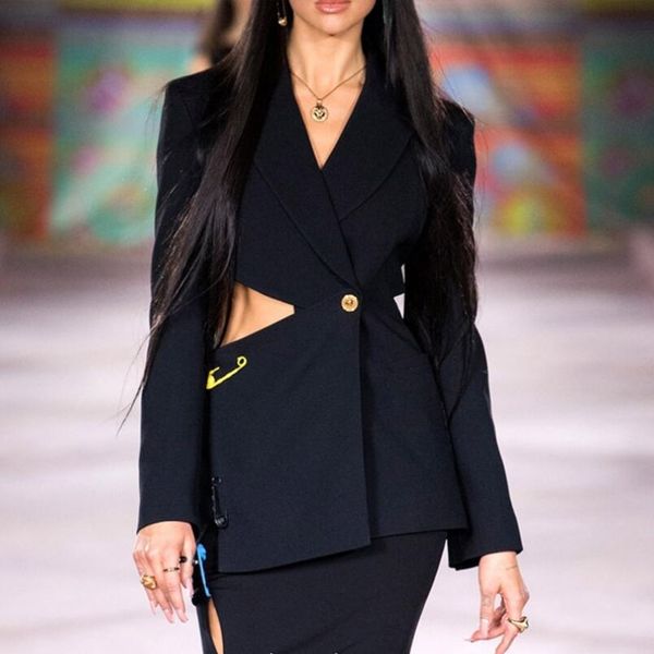 cut out blazer for women notched collar long sleeve asymmetrical backless solid blazers female spring clothing w319, White;black
cut out blazer for women notched collar long sleeve asymmetrical backless solid blazers female spring clothing w319, White;black