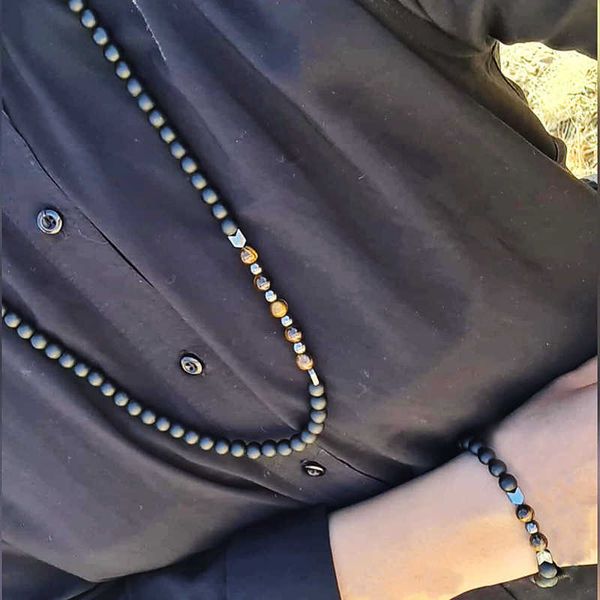 beaded strands 2 pcs/set new fashion arrow bracelet necklace men simple handmade 6mm tiger eye bracelet necklace for men jewelry gift l22101, Black
beaded strands 2 pcs/set new fashion arrow bracelet necklace men simple handmade 6mm tiger eye bracelet necklace for men jewelry gift l22101, Black