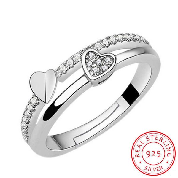 cluster rings luxury 925 sterling silver wedding rings for women double heart zirconia opening ring valentine's day present party jewel, Golden;silver
cluster rings luxury 925 sterling silver wedding rings for women double heart zirconia opening ring valentine's day present party jewel, Golden;silver