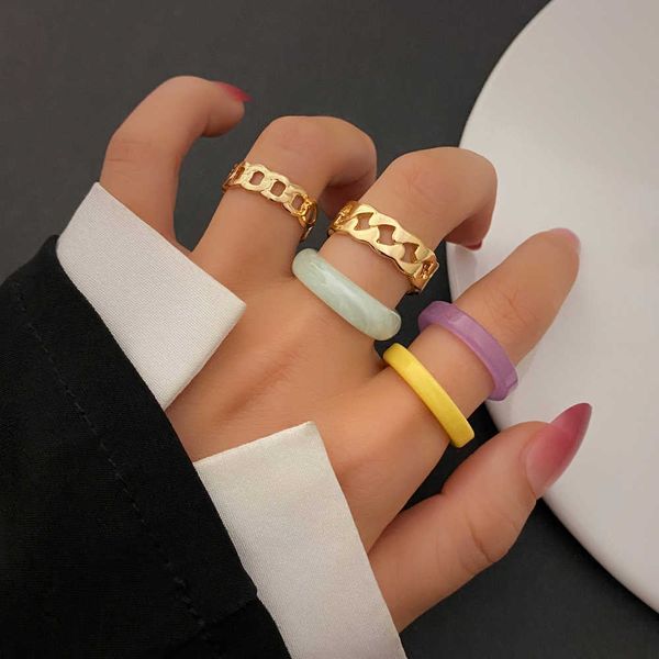 cluster rings kisswife new trendy 5pcs colorful resin metal rings set for women punk simple chain finger ring 2022 fashion jewelry party gif, Golden;silver
cluster rings kisswife new trendy 5pcs colorful resin metal rings set for women punk simple chain finger ring 2022 fashion jewelry party gif, Golden;silver