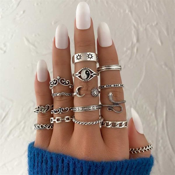 cluster rings 16pcs vintage ancient silver color ring set for women girls snake wave sun rings gothic charm finger rings fashion jewelry gif, Golden;silver
cluster rings 16pcs vintage ancient silver color ring set for women girls snake wave sun rings gothic charm finger rings fashion jewelry gif, Golden;silver