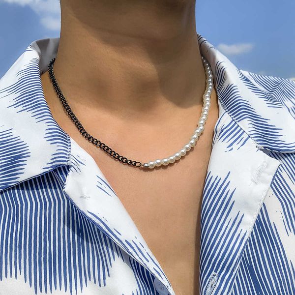 pendant necklaces pearl necklace men simple handmade strand bead necklace 2022 new trendy punk black cuban chain collar men jewelry for wome, Silver
pendant necklaces pearl necklace men simple handmade strand bead necklace 2022 new trendy punk black cuban chain collar men jewelry for wome, Silver