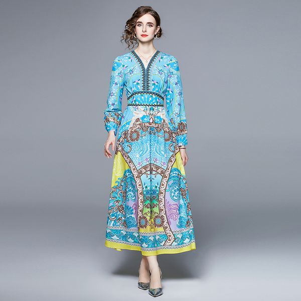 2022 runway printed v-neck maxi dress women designer button long sleeve elegant dresses for ladies slim a-line casual office party prom froc, Black;gray
2022 runway printed v-neck maxi dress women designer button long sleeve elegant dresses for ladies slim a-line casual office party prom froc, Black;gray