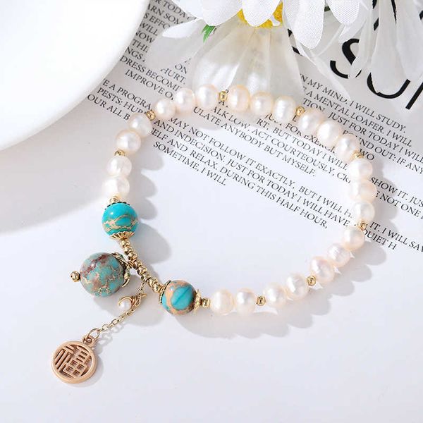beaded strands trendy natural freshwater pearls turquoise beads gold color chinese character pendant bracelets for women fashion jewelry ybr, Black
beaded strands trendy natural freshwater pearls turquoise beads gold color chinese character pendant bracelets for women fashion jewelry ybr, Black